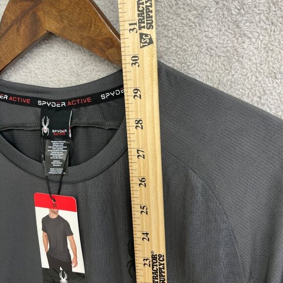 NEW Spyder Active Men's M Gray Short Sleeve Athletic Shirt Polyester/Spandex - Picture 4 of 8